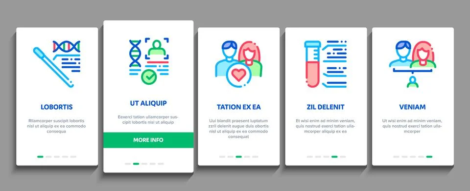 Paternity Test Dna Onboarding Elements Icons Set Vector Stock Illustration