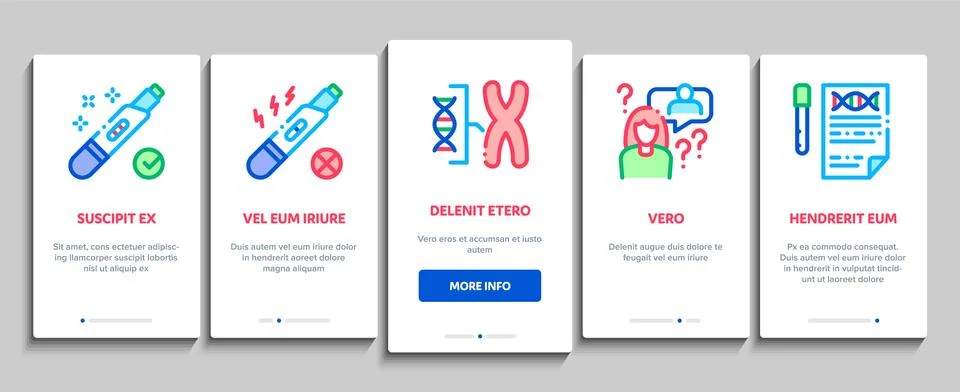 Paternity Test Dna Onboarding Elements Icons Set Vector Illustrazione stock