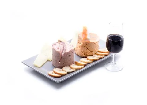 Pates with wine Stock Photos