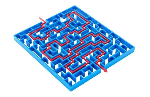 Path across labyrinth, exit strategy concept. 3D rendering Path across lab... Stock Photos