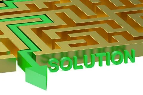 Path across labyrinth, solution concept Illustrazione stock