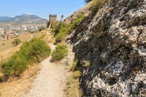 Path along the slope. Stock Photos