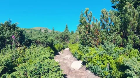 Path along the top of the mountain peak Stock Footage 142379330