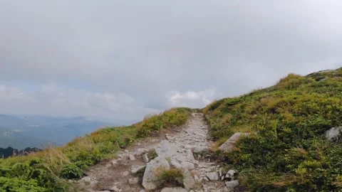 Path along the top of the mountain peak Stock Footage 142383309