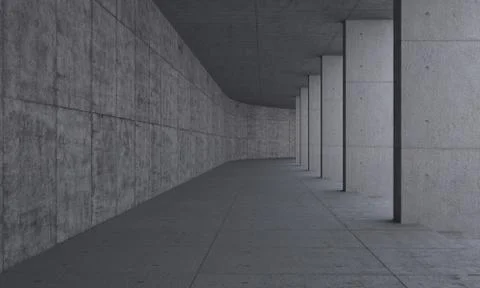 Path and pillars out of concrete Stock Illustration
