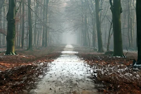 Path and Trees in the Forest Vídeo Stock 282228930