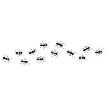 A path of ants running up. View from above. Ant vector trail. Stock Illustration