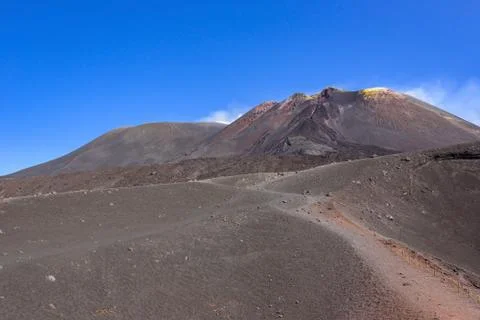 Path around the Mount Etna crater Stock Photos