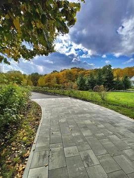 A path in an autumn park Stock Photos