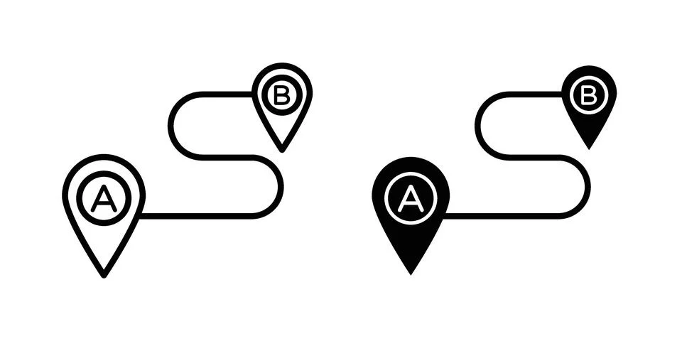 Path A to B icon set. Vector EPS 10 Stock Illustration