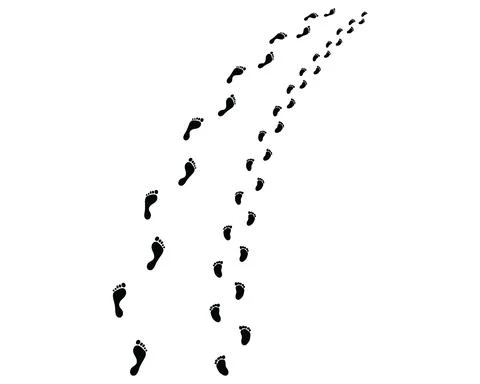 Path bare feet of man and baby Stock Illustration