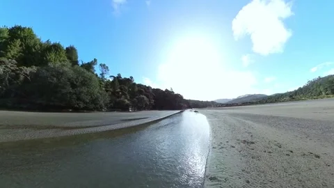 Path to beach along side tranquil stream Stock Footage 205124665