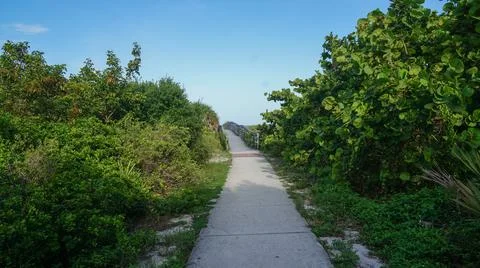 Path to the beach in Bill Baggs Cape Florida State Park. Stock Photos