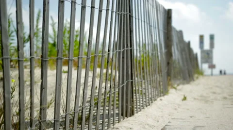 Path To Beach Fence Rack Focus Video stock 53489389