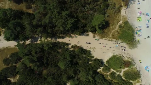 Path Beach Rowy Droga Na Plaze Aerial View Poland Stock Footage 242249739