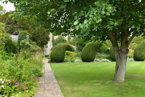 A Path in a Beautiful English Style Garden Stock Photos