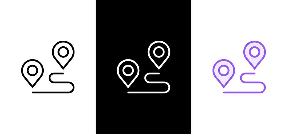 Path between two location points. Route Solid Icon. Vector illustration. 스톡 일러스트