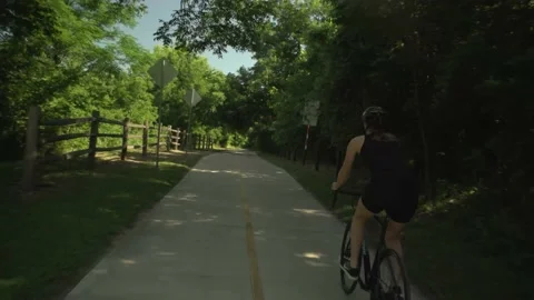 Path Biking Wide Tracking Stock Footage 134736266