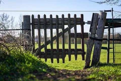 Path blocked by Field Gate Stock Photos