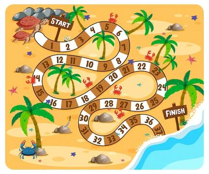 Path board game beach theme Stock Illustration