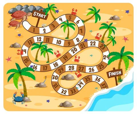 Path board game beach theme Stock Illustration