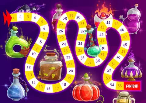 Path board game, puzzle or maze with magic potion イラスト素材