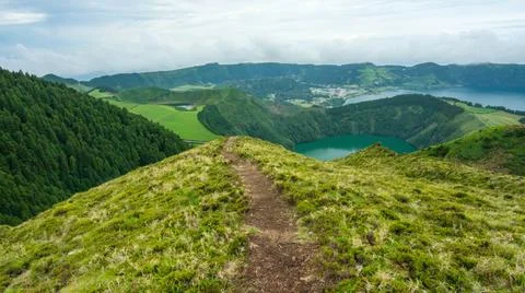 The path of Caldeira das Sete Cidades in Sao Migual island Portugal 2017 Stock Photos