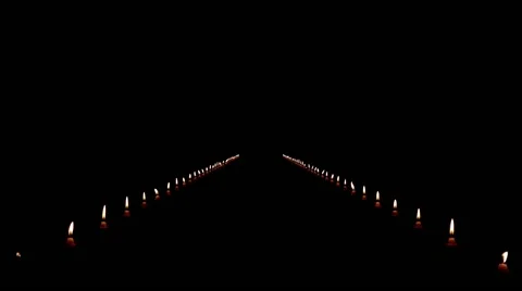 A Path of Candles in the Dark Stock Footage 61802169