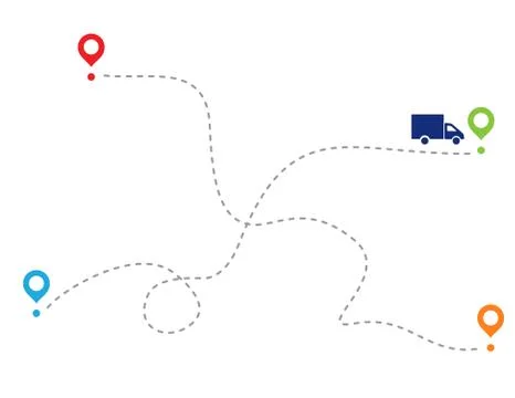 Path of car on dotted line. dotted trace Stock Illustration