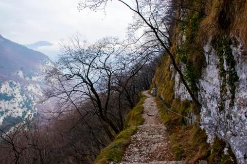 Path carved into the rock Stock Photos