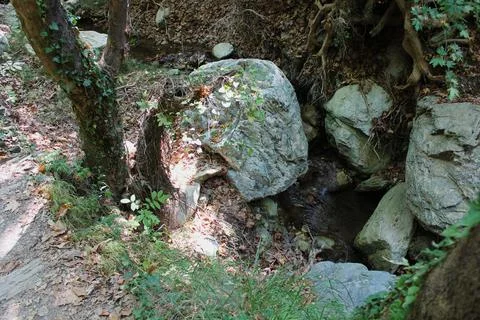 The path of the centaurs (after Cyclone Daniel) Portaria Pelion Greece Stock-Fotos