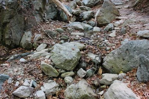 The path of the centaurs (after Cyclone Daniel) Portaria Pelion Greece Stock Photos
