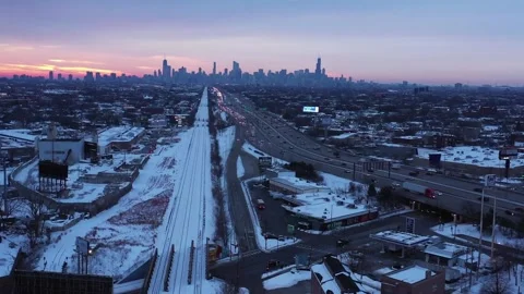 Path to Chicago Skyline HD Stock Footage 148434208