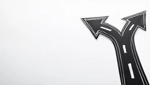 Path choice concept of fork in the road. the path of life decision making. .. Stock Photos