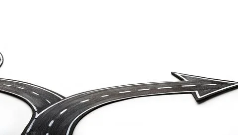 Path choice concept of fork in the road. one short and one long path of lif.. Stock Photos