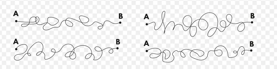 Path concept. Plans in real life. Point b and a. Find real way distance. Flat Stock Illustration