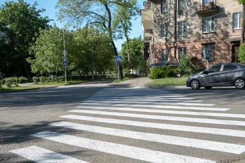 Path of crosswalk on the road. Photos