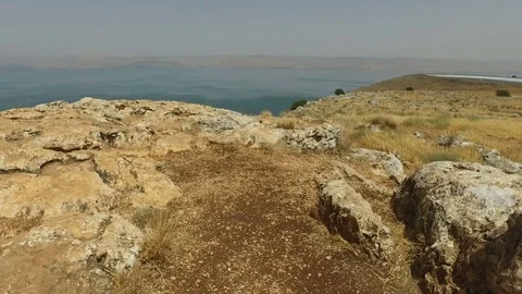 Path Down Mount Arbel Toward Sea of Galilee Stock Footage 77617915