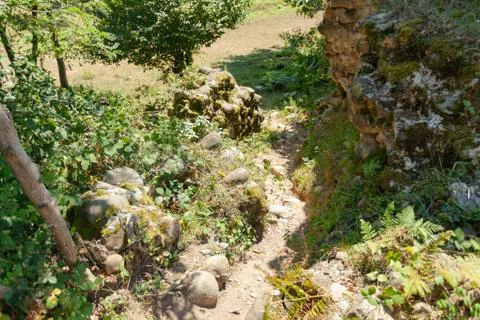 The path down past the cobbles Stock Photos