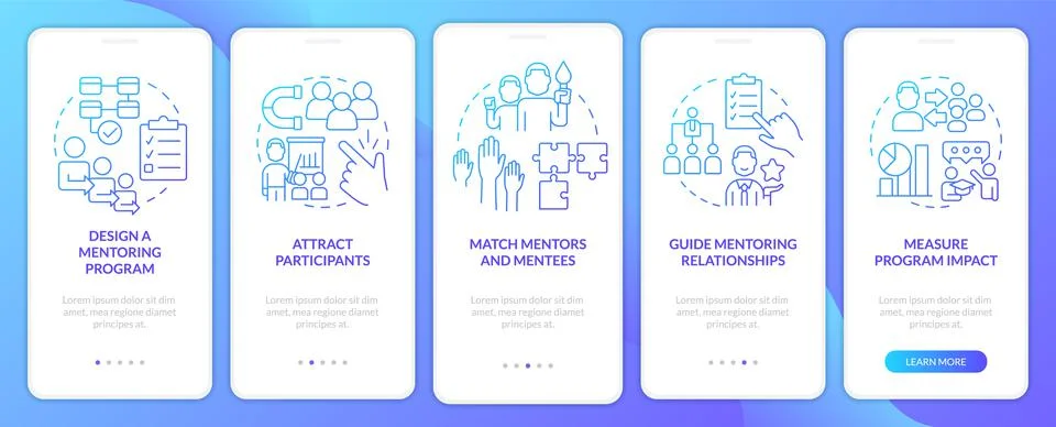 Path to effective mentoring blue gradient onboarding mobile app screen Illustrazione stock