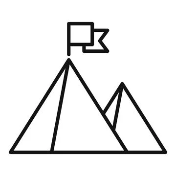 Path flag on mountain icon outline vector. Top career 스톡 일러스트