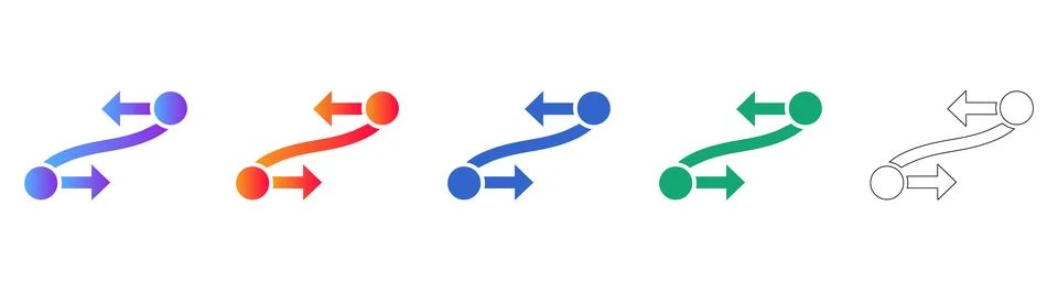 Path Flow and Routing Direction Icons Stock Illustration