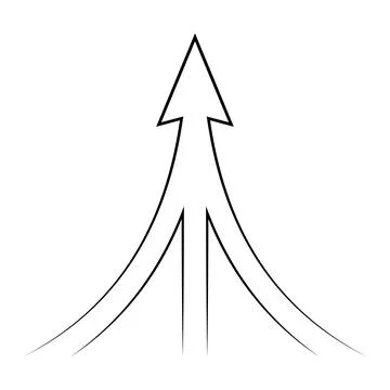 Path to the goal is an arrow a pointer with three roads Stock Illustration