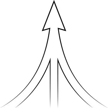 Path to goal is an arrow pointer with three roads Stock Illustration