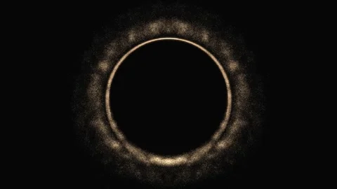 A path of golden particles in a circle on a dark background. Animation of a Stock Footage 323956748