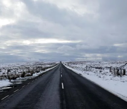 Path to happiness in winter with snow Stock Photos