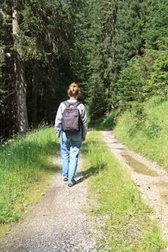 Path with hiker Foto stock