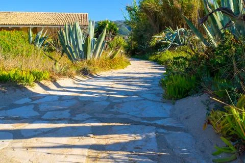 A path with a house in the background Stock Photos