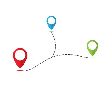 Path icon from different points. Simple flat design Stock Illustration
