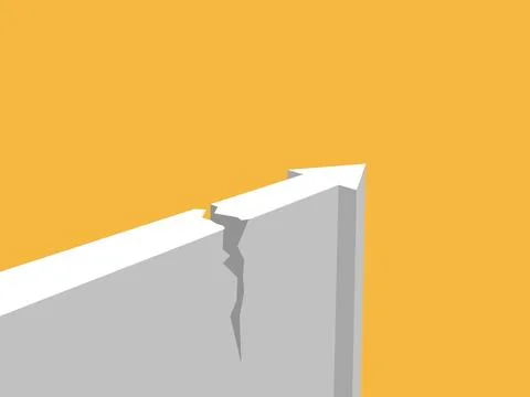 Path indicated by the arrow points broken and shattered area Stock Illustration